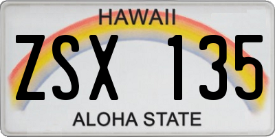 HI license plate ZSX135