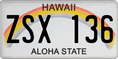 HI license plate ZSX136