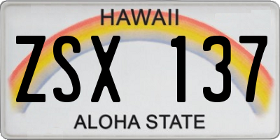 HI license plate ZSX137