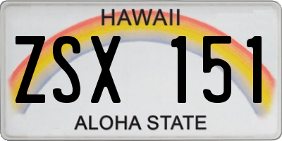 HI license plate ZSX151