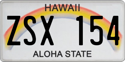 HI license plate ZSX154