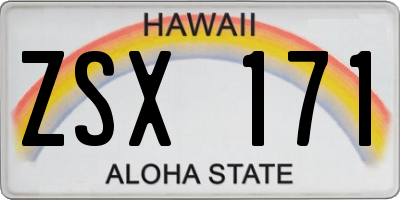 HI license plate ZSX171