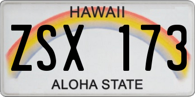 HI license plate ZSX173