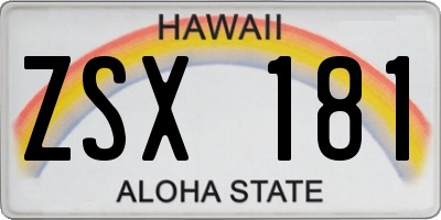 HI license plate ZSX181