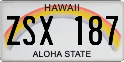 HI license plate ZSX187