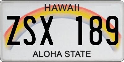 HI license plate ZSX189