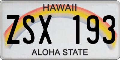 HI license plate ZSX193