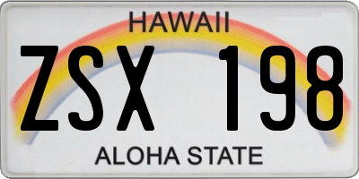 HI license plate ZSX198
