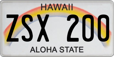 HI license plate ZSX200