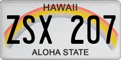 HI license plate ZSX207
