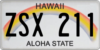 HI license plate ZSX211