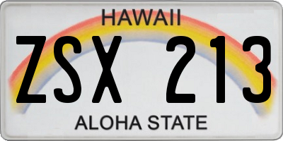 HI license plate ZSX213
