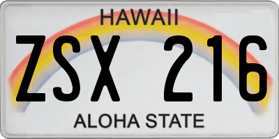 HI license plate ZSX216