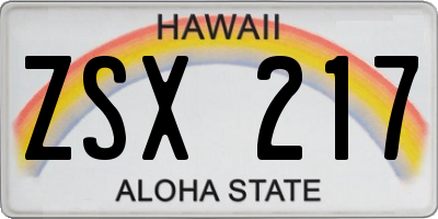 HI license plate ZSX217
