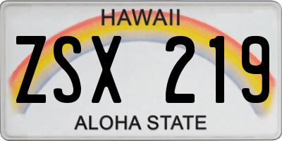 HI license plate ZSX219