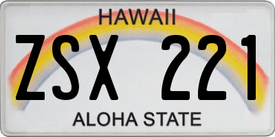 HI license plate ZSX221