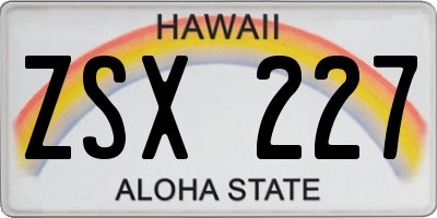 HI license plate ZSX227