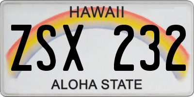 HI license plate ZSX232