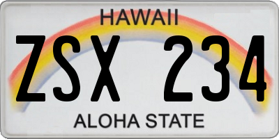 HI license plate ZSX234