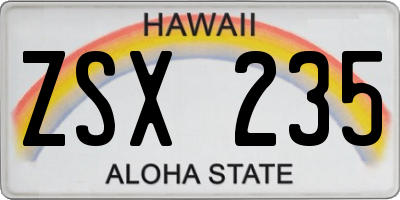 HI license plate ZSX235