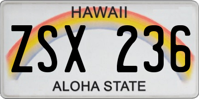HI license plate ZSX236