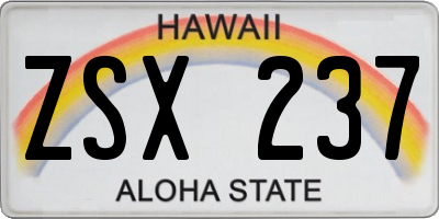 HI license plate ZSX237