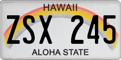 HI license plate ZSX245