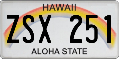 HI license plate ZSX251