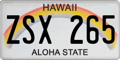 HI license plate ZSX265