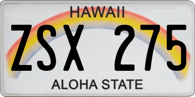 HI license plate ZSX275
