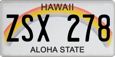 HI license plate ZSX278