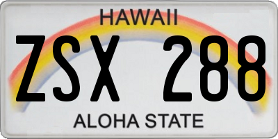 HI license plate ZSX288