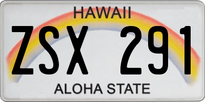HI license plate ZSX291