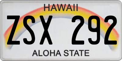 HI license plate ZSX292