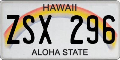 HI license plate ZSX296