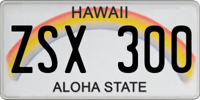 HI license plate ZSX300