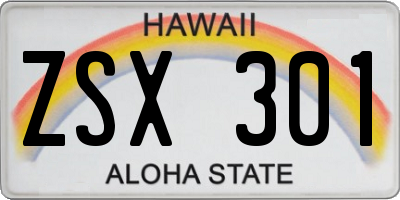 HI license plate ZSX301