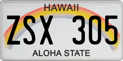 HI license plate ZSX305