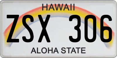 HI license plate ZSX306