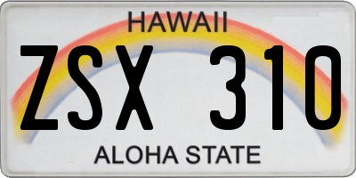 HI license plate ZSX310