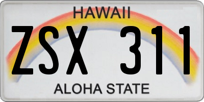 HI license plate ZSX311