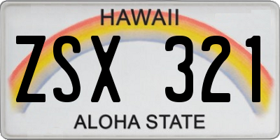 HI license plate ZSX321