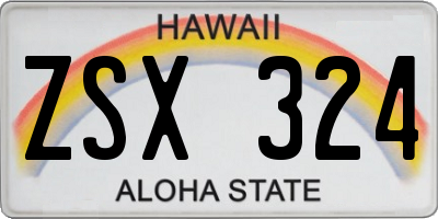 HI license plate ZSX324