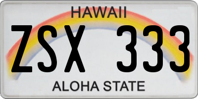 HI license plate ZSX333