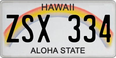 HI license plate ZSX334