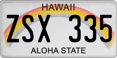 HI license plate ZSX335