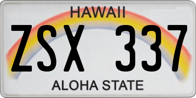 HI license plate ZSX337