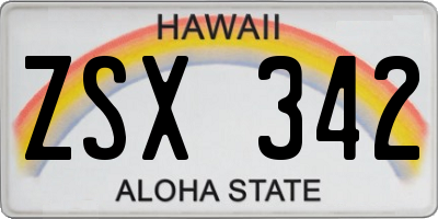 HI license plate ZSX342