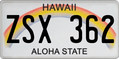 HI license plate ZSX362