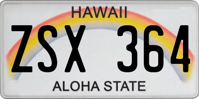 HI license plate ZSX364